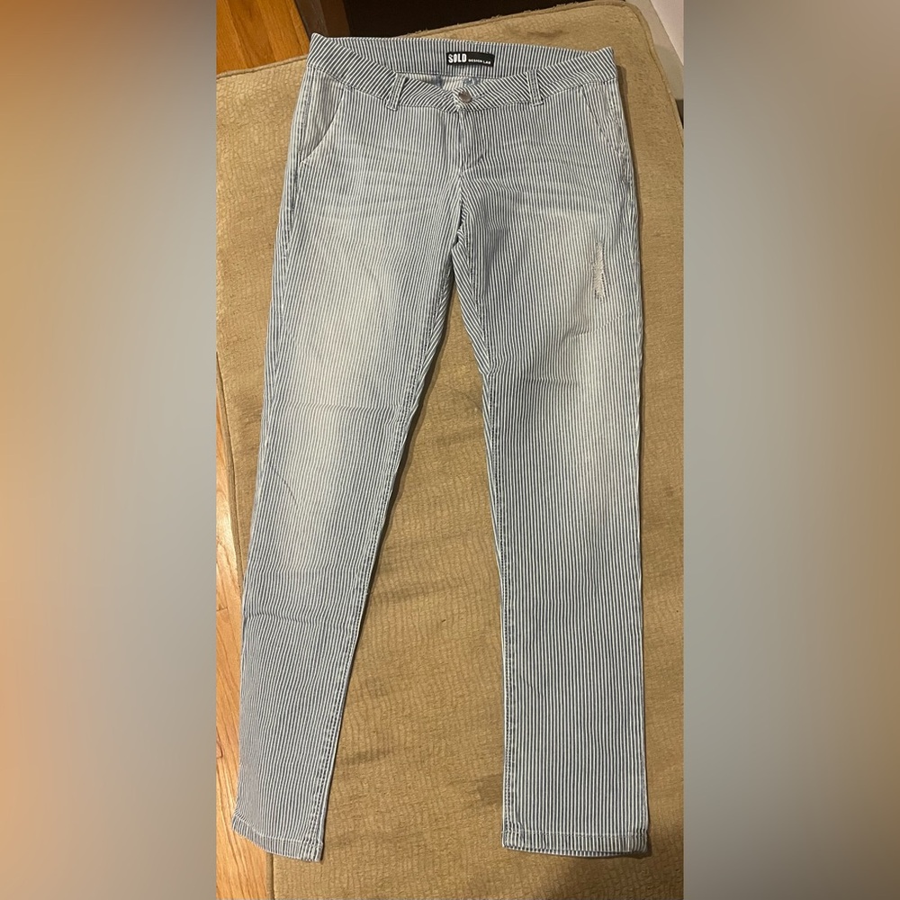 SOLD Design Lab Denim with Blue and White Stripes